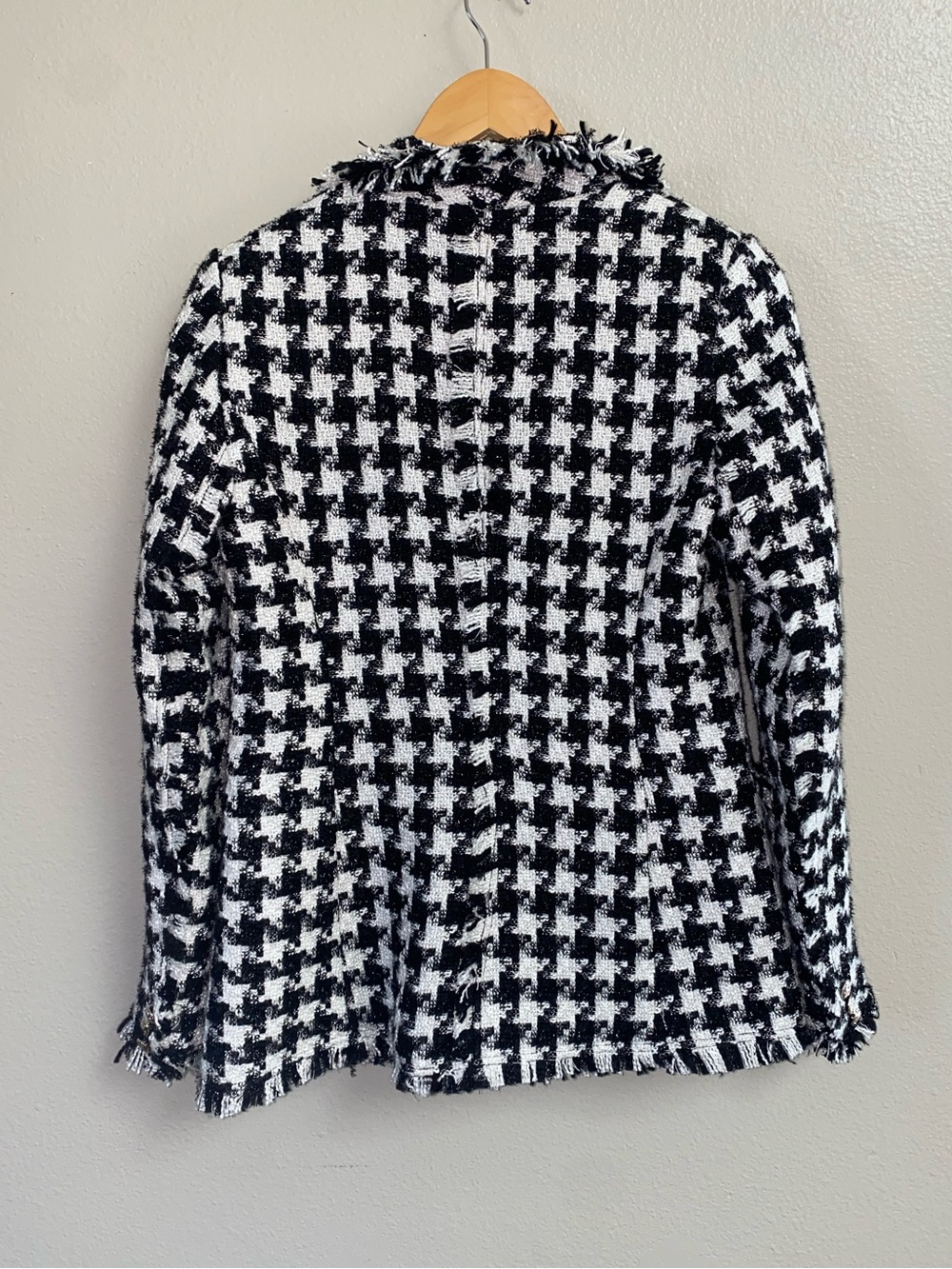 Rachel Zoe Black & White Houndstooth Tweed Bouclé Blazer Size XS - Picture 3 of 5